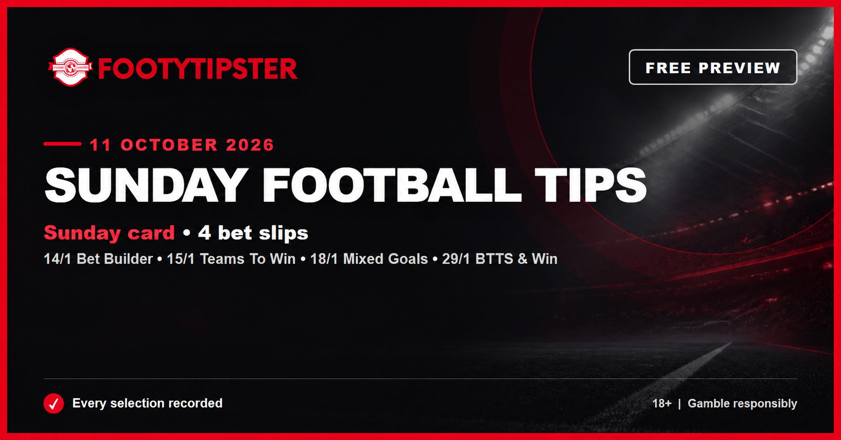Sunday football tips free preview for 11 October 2026